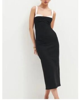 Reformation Colorblock Midi Dress – Black & White – Size S